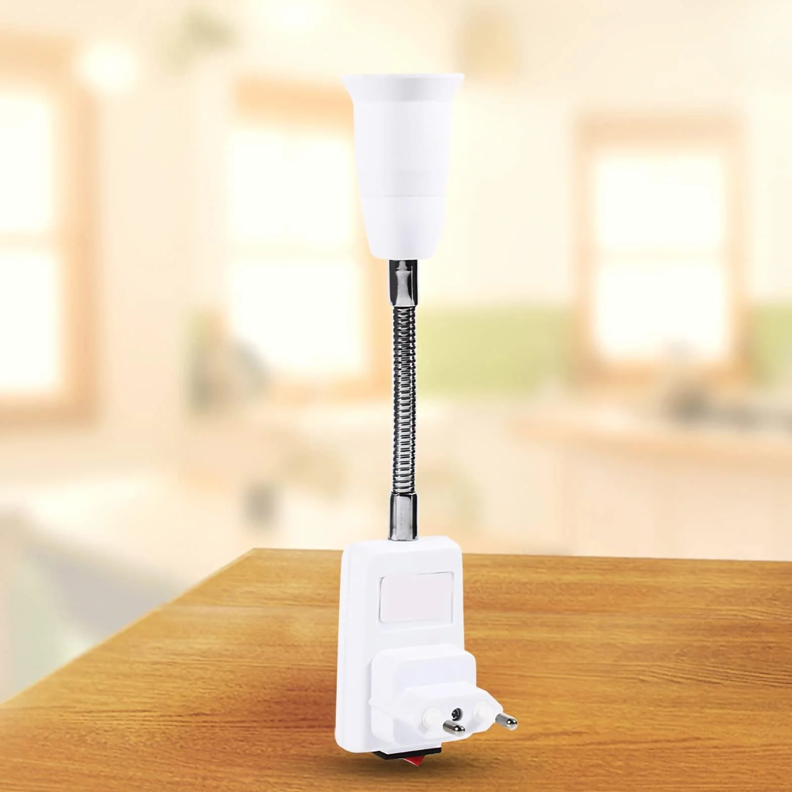 Ejoyous Oprawa lampy E27 z przełącznikiem, oprawka E27, elastyczny adapter z wtyczką EU, gniazdo do żarówki, lampy ściennej, adapter cokołu (wtyczka EU)