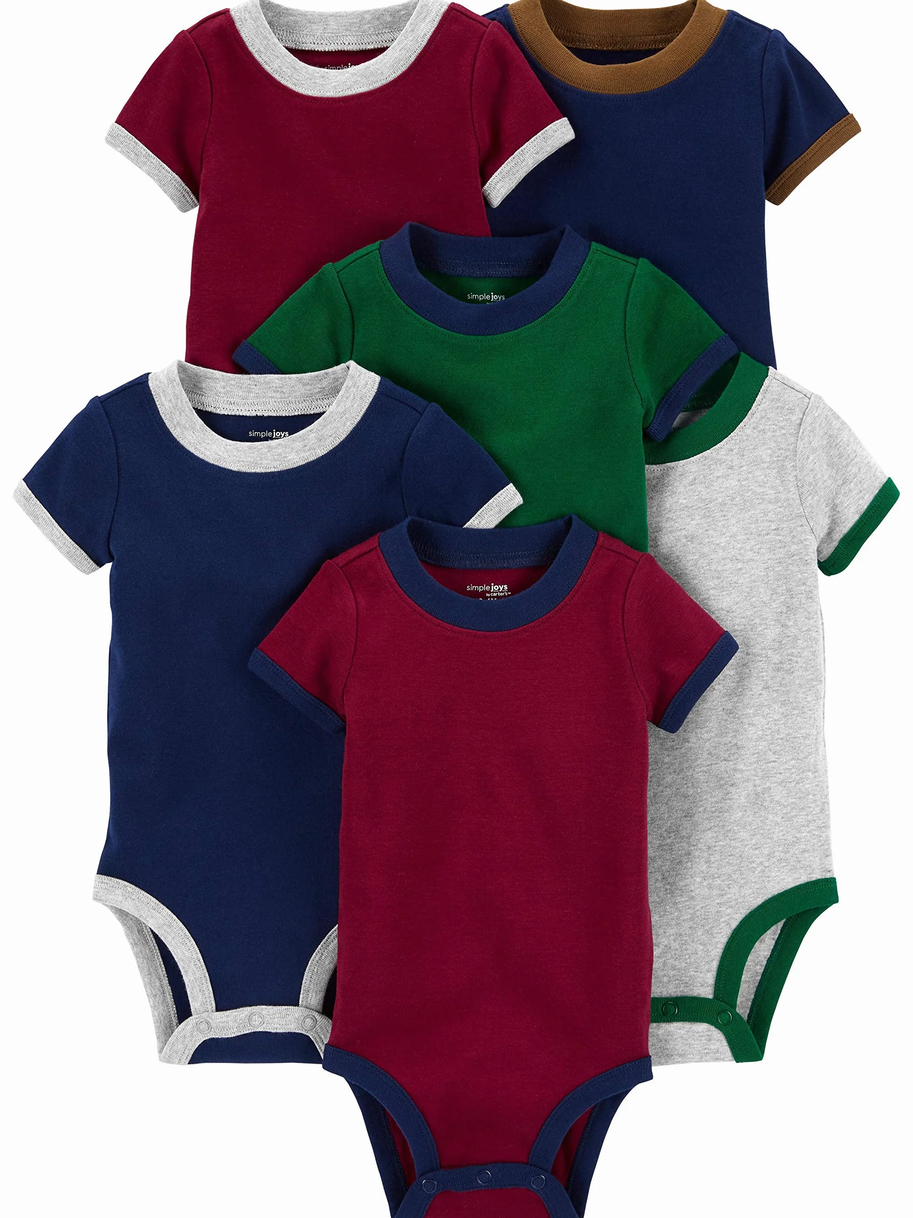 Simple Joys by Carter's Koszula Niemowlęta - chłopcy 6-pack Short-sleeve Bodysuit (6 w zestawie)