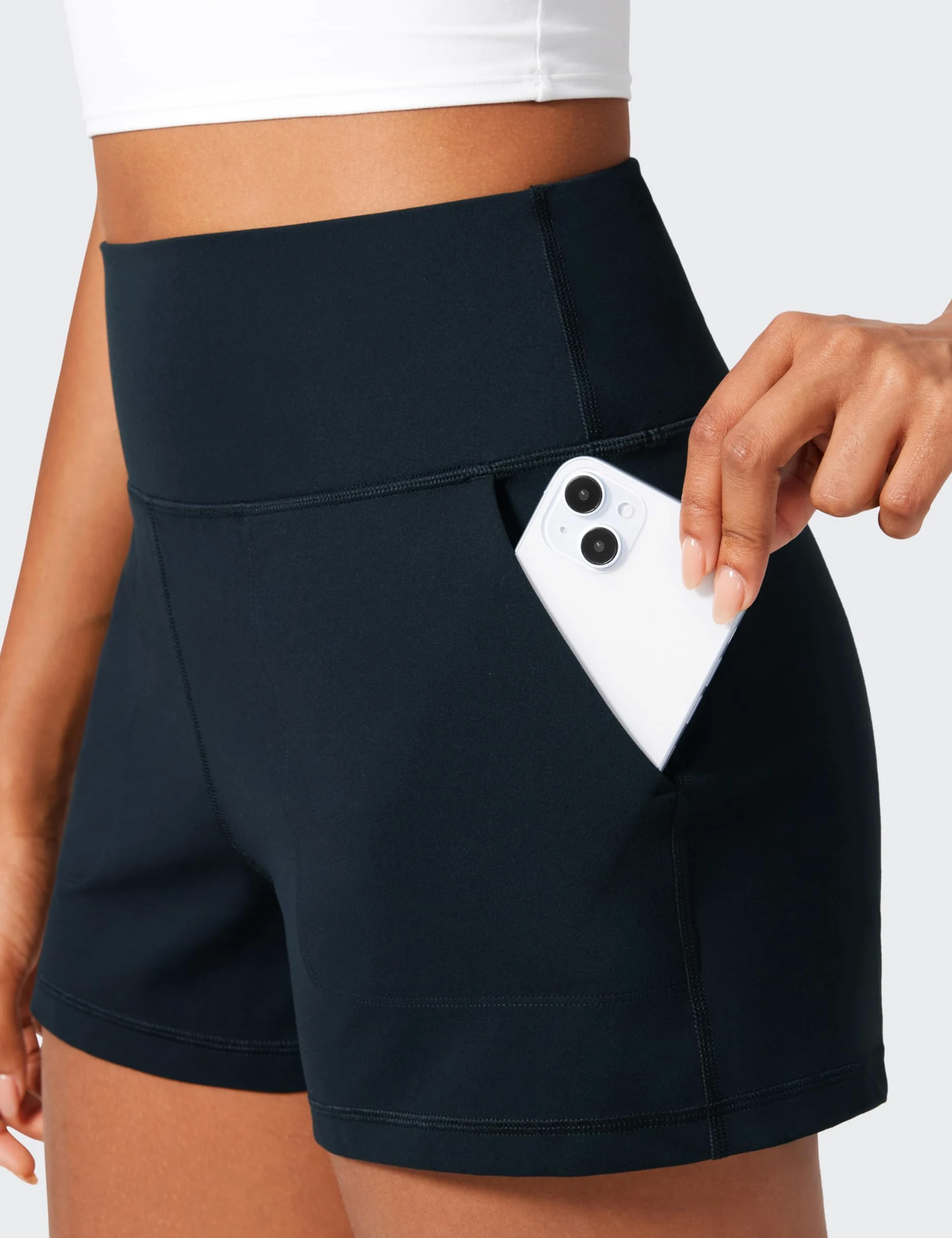 CRZ YOGA Butterlift Damskie spodenki z wysokim stanem do jogi, swobodne do ćwiczeń w domu z kieszeniami bez podszewki