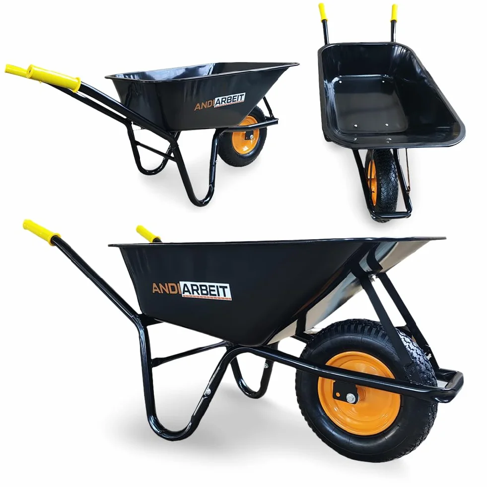 Bob taczka 100 l – wytrzymała blaszana wanna, ogumienie pneumatyczne, nośność 220 kg, ergonomiczne uchwyty zapewniają optymalną przyczepność – idealna do ciężkich prac na świeżym powietrzu