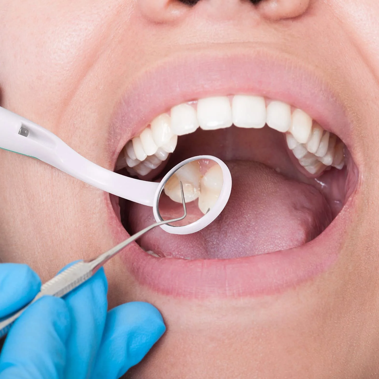 Lustro dentystyczne ze światłem LED Przeciwmgielne Zakrzywione Kąt Dentysta Narzędzie do Domu