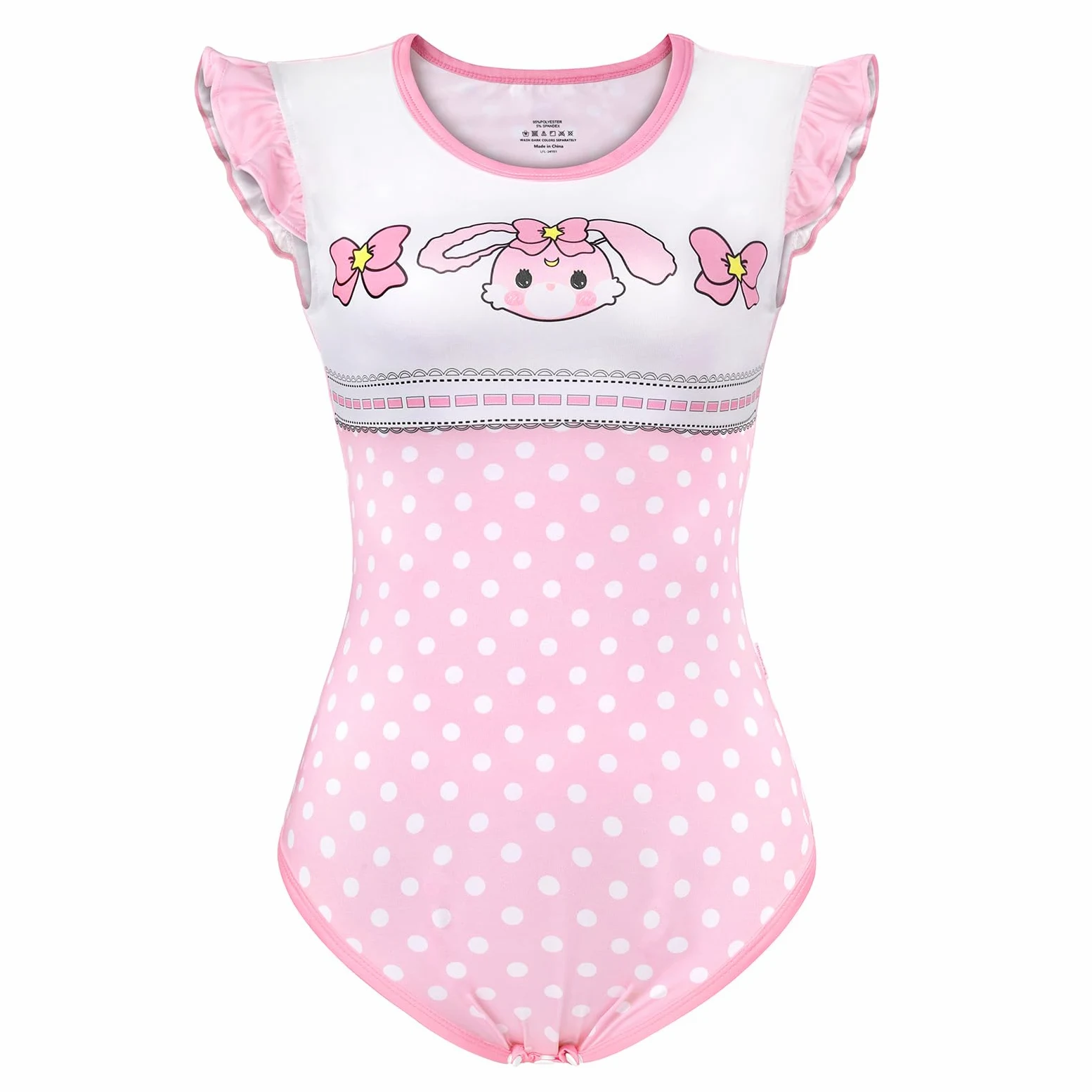 LittleForBig Jedwabisty kombinezon bez rękawów z falbanką Onesie Piżama Body - Usagi Vintage Onesie