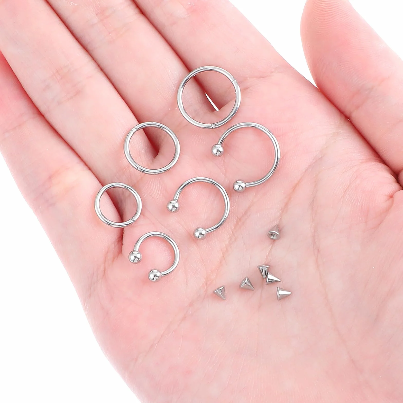 12 sztuk kolczyków do piercingu w kształcie podkowy 16G, septum, do wargi, 8/10/12 mm, stal nierdzewna, srebrny, septum nosowe, stal chirurgiczna, piercing do chrząstki, ucha, z zapasowym szpikulcem
