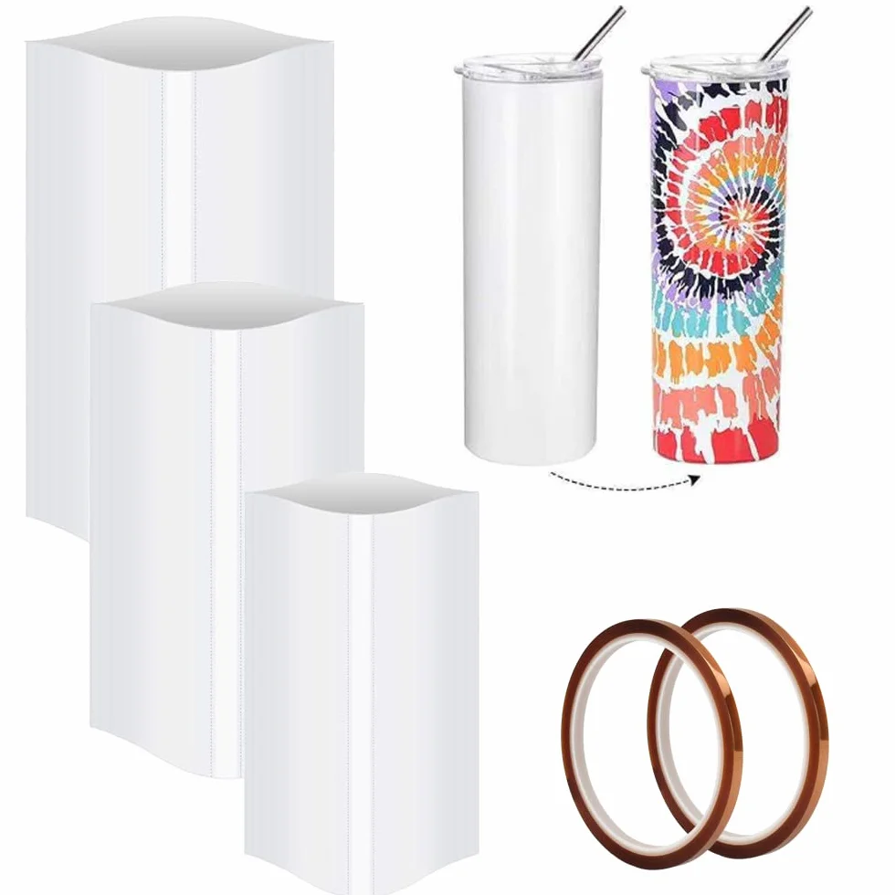 30 szt. folii termokurczliwej do sublimacji, 3 rozmiary, folia termokurczliwa do owijania termicznego, białe taśmy termokurczliwe, na kubki, kubki, puste miejsca sublimacji, 30 szt