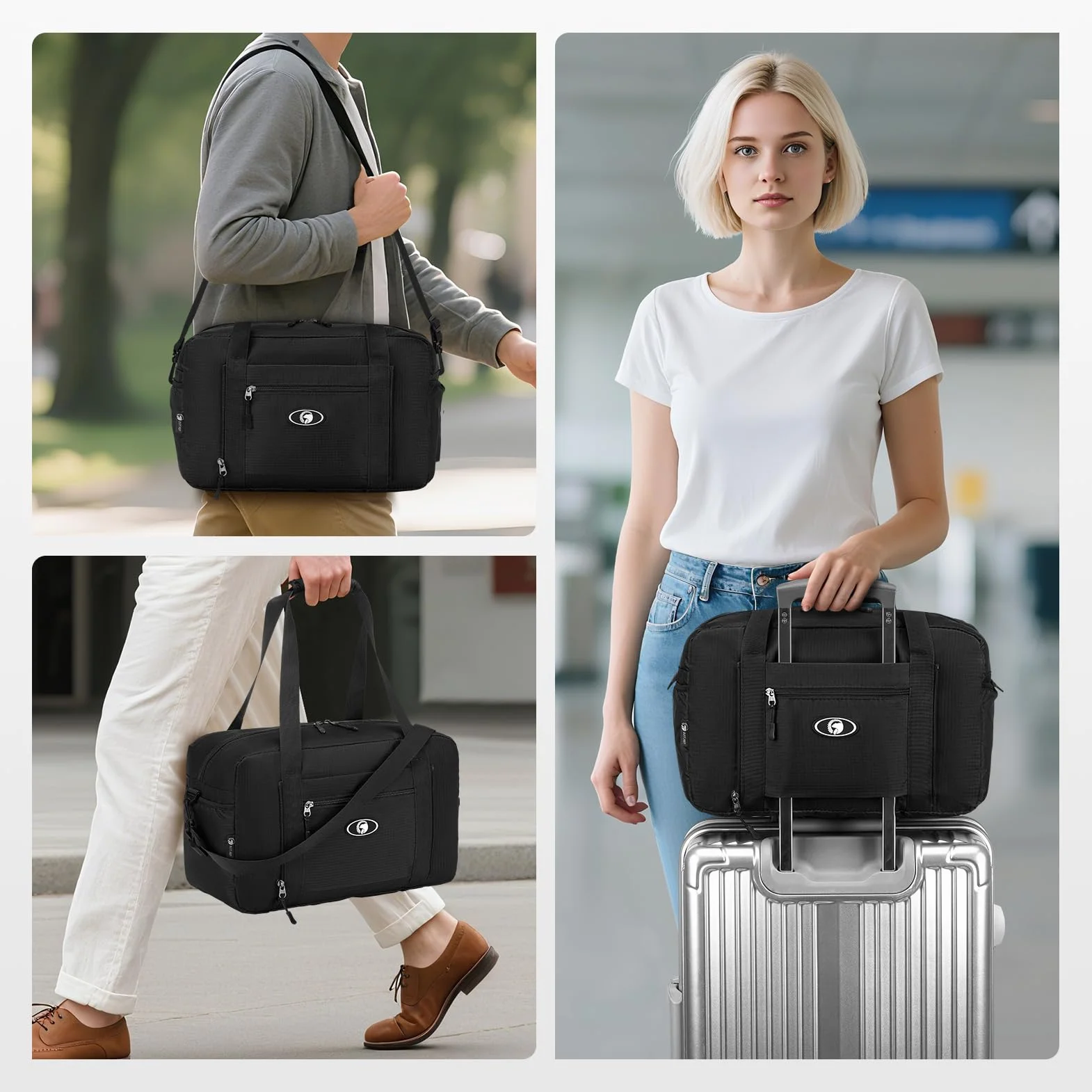 BAGZY Torba Podróżna Zwijana 20L Ryanair Bagaż podręczny 40x20x25 Torba Sportowa Wasserdicht Podróż Bagaż Torby do Samolotu Kabina Weekender Torby Podróżne Szpital Torbas z 1szt Kosmetyczka