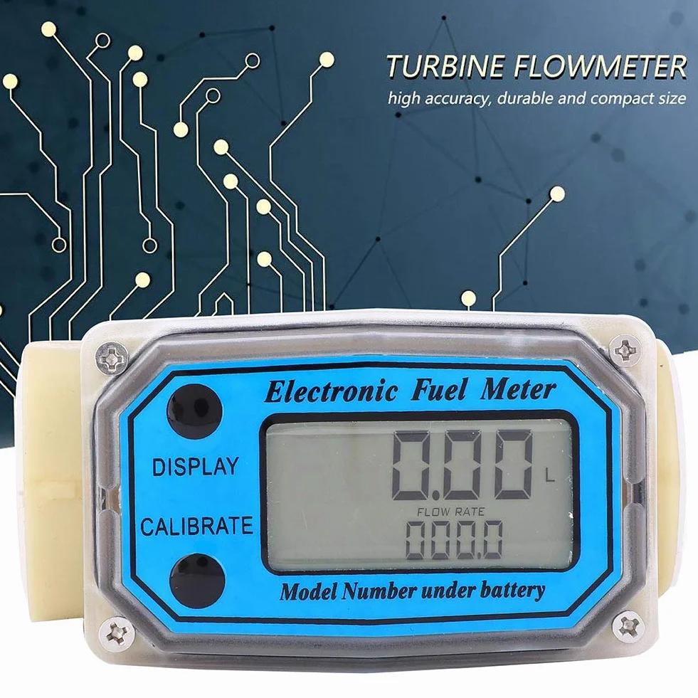 Mini Cyfrowy Przepływomierz Turbinowy LCD Cyfrowy Miernik Przepływomierz Paliwa do Silników Wysokoprężnych 15-120L/min 1 "przepływomierz NPT do Oleju Napędowego Mocznik Nafta Benzyna