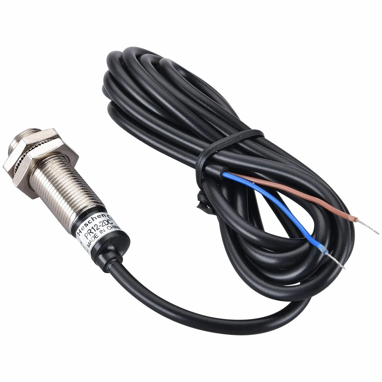 Heschen PR12-2DC, M12, 2 mm, indukcyjny czujnik zbliżeniowy PR12-24 V DC, normalnie zamknięty, CE, czujnik ruchu, mosiądz (niklowany), IP67