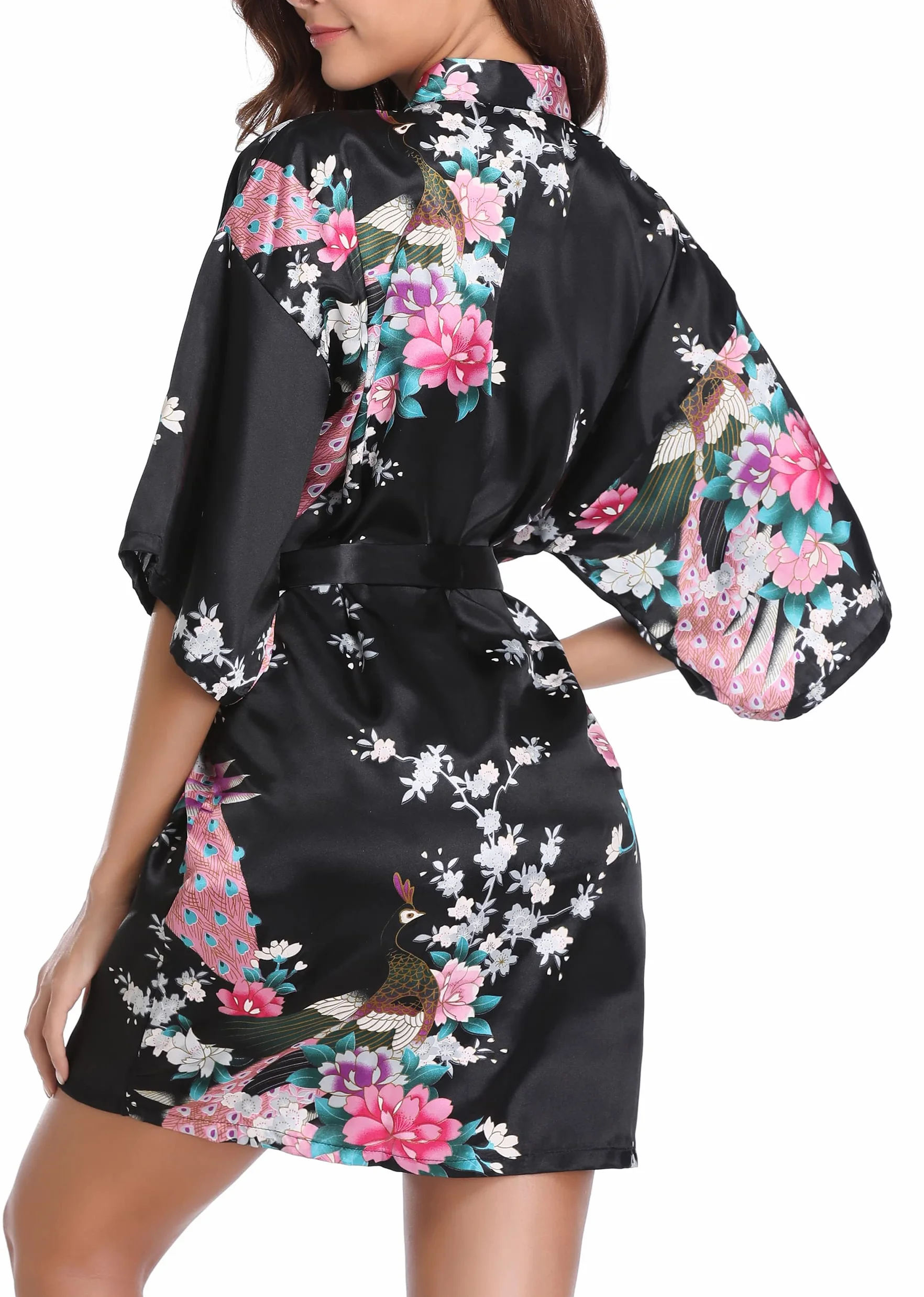 Vlazom Szlafrok damski kimono szlafrok satynowy szlafrok koszula nocna krótki styl szlafrok ślubny