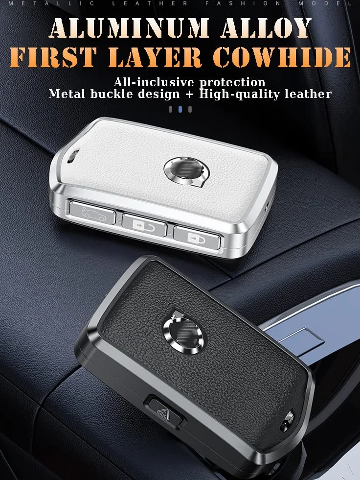 Etui na klucze pasuje do Volvo Smart etui ochronne do Volvo XC60 XC70 XC90 C30 S60 S80 S90 V60 V70 V90 pudełko na klucze skórzane przyciski boczne czarne