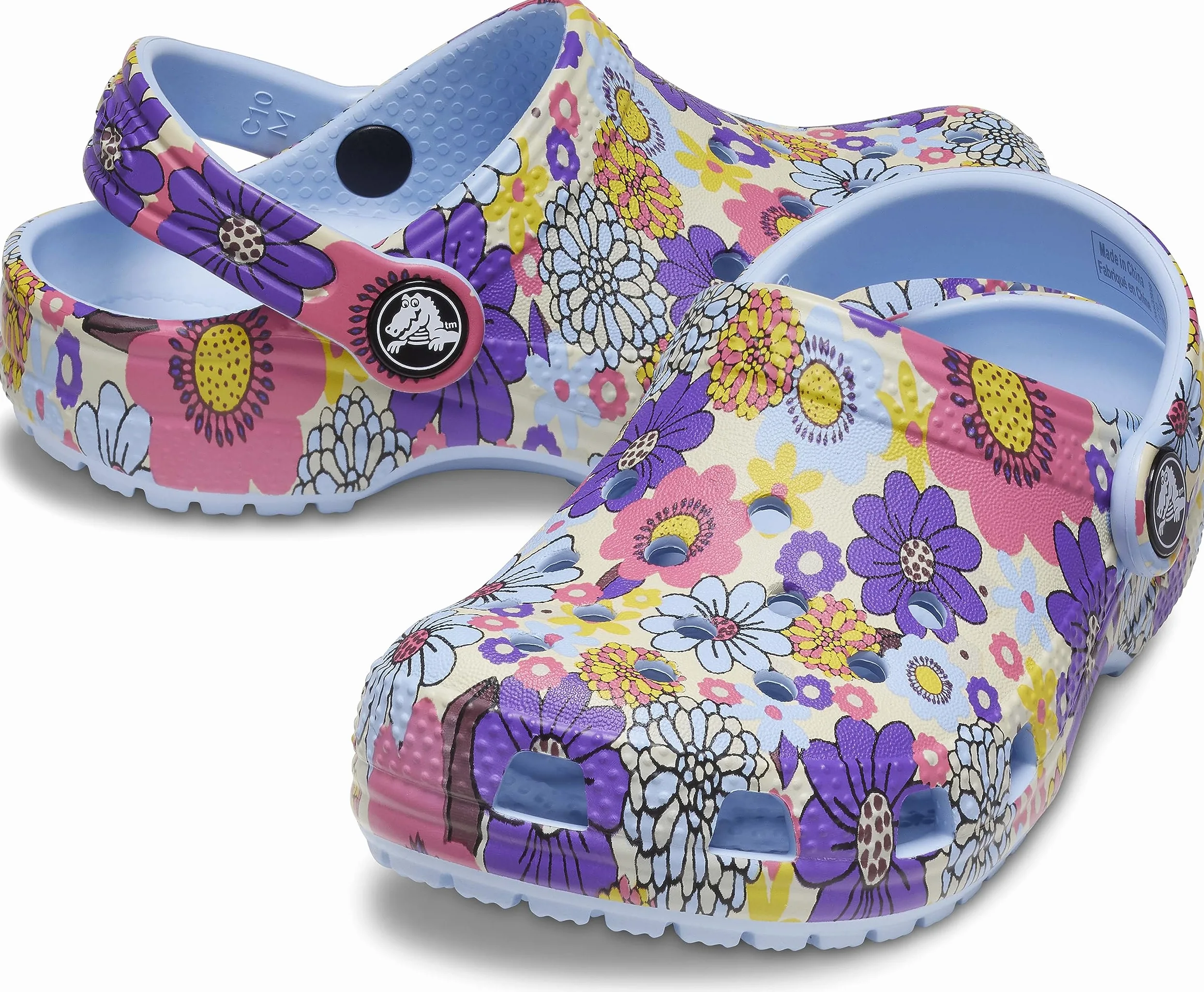 Crocs Klasyczne retro kwiatowe chodaki uniseks dla dzieci niebieski kalcyt/wielokolorowy
