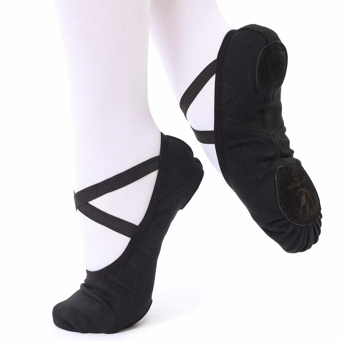 Buty baletowe dla dziewczynki elastyczne płótno podzielona skórzana podeszwa czarny 30 EU