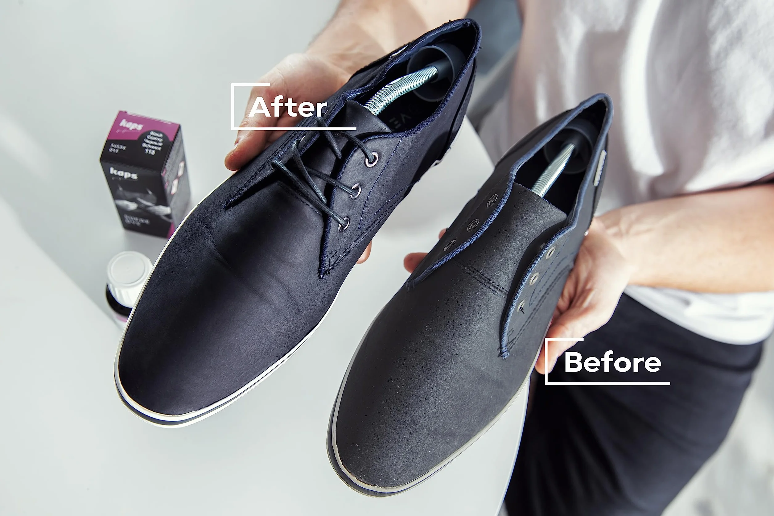 Kaps Nubuck & Suede Shoe Far Farba - Farba do Butów z Nubuku i Zamszu, Odnowa Kolorów i Naprawa Zniszczonych Powierzchni, Do Butów, Toreb oraz Innych Artykułów Skórzanych (118 - czarny)