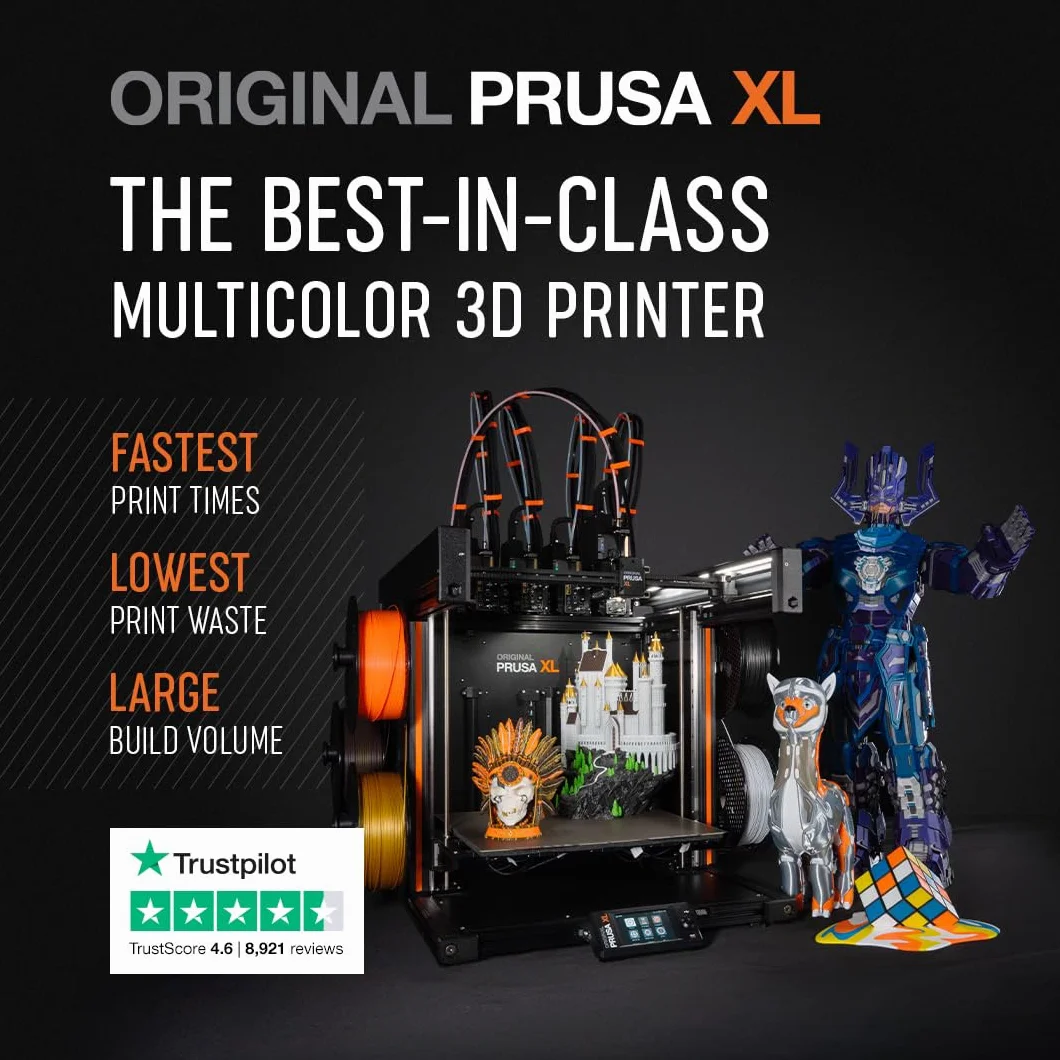 Original PRUSA Drukarka 3D XL zmontowana 5 głowic narzędziowych, drukarka 3D CoreXY na dużą skalę, zmontowana i przetestowana, pojemność konstrukcji 35 x 30 cm x 40 cm, 5 głowic