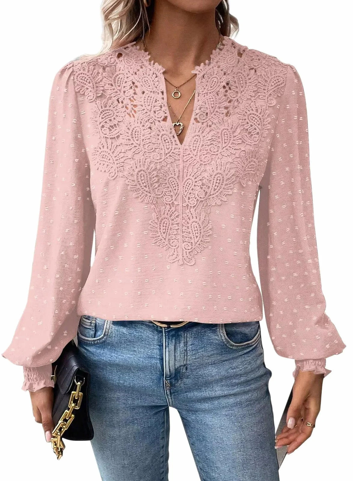 Elegancka Koszulka Damska Długim Rękawem Koszulki Dekoltem W Serek Jesień Boho Casual Falbany Koszula Odzież Top
