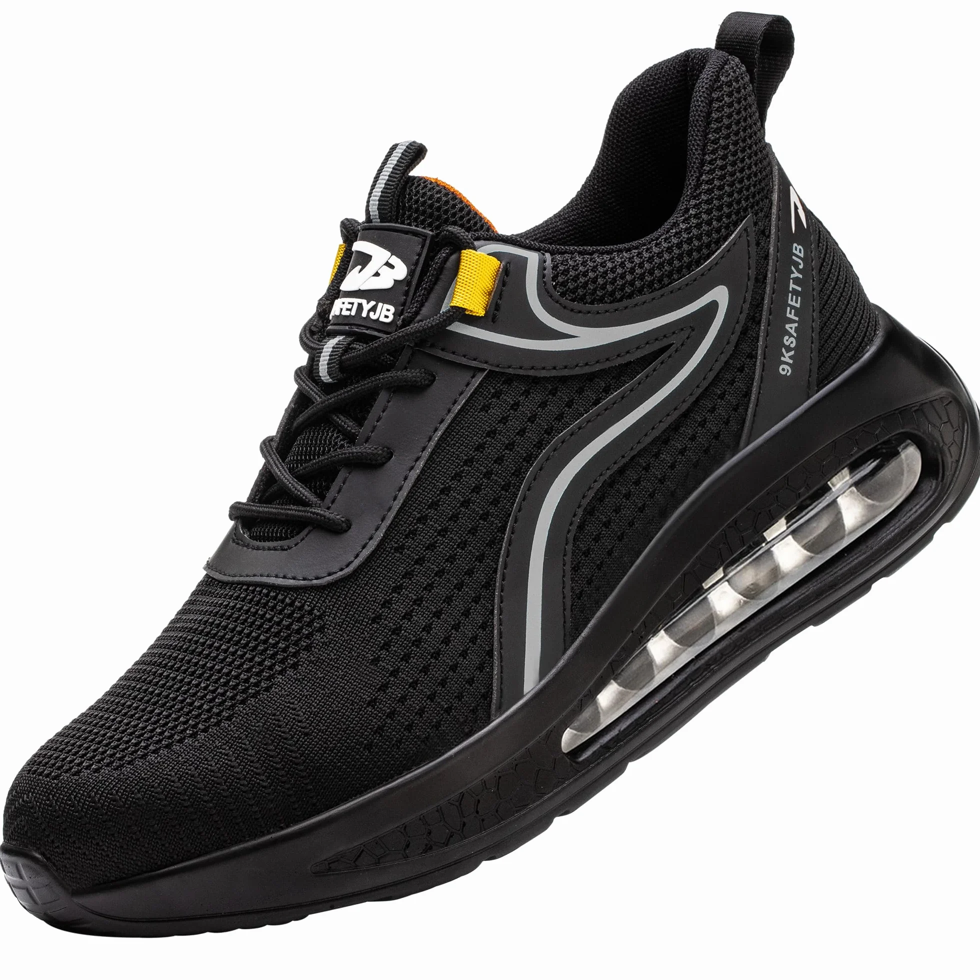 OBQcare buty robocze, męskie, damskie, lekkie, stalowe nakładki, antypoślizgowe, rozmiar 36-46 EU, czarny srebrny, 43 EU