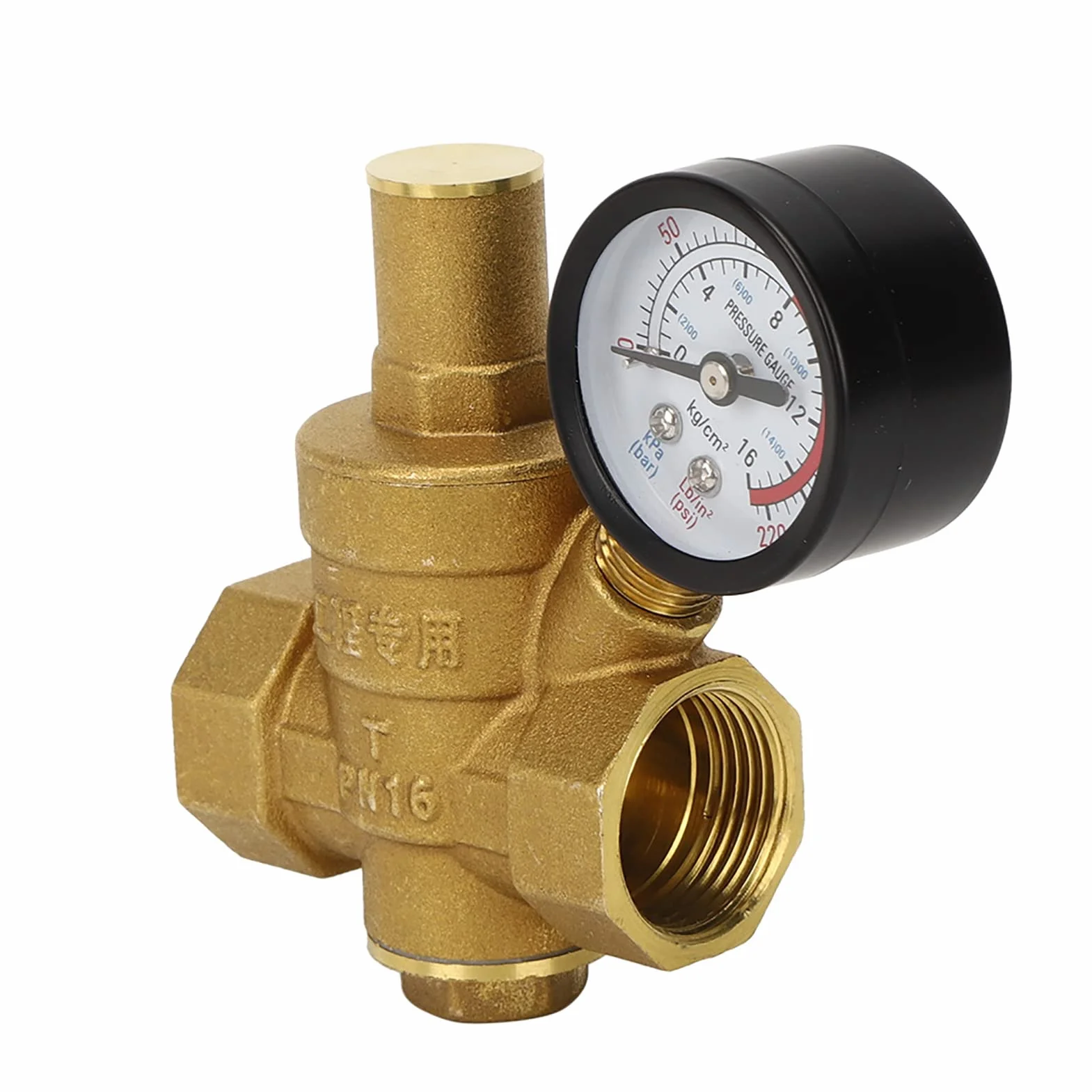 DN20 Regulator Ciśnienia Miernik Ciśnienia Wody, DN20 Mosiężny Regulowany Regulator Ciśnienia Wody Reduktor Z Miernikiem Manometru