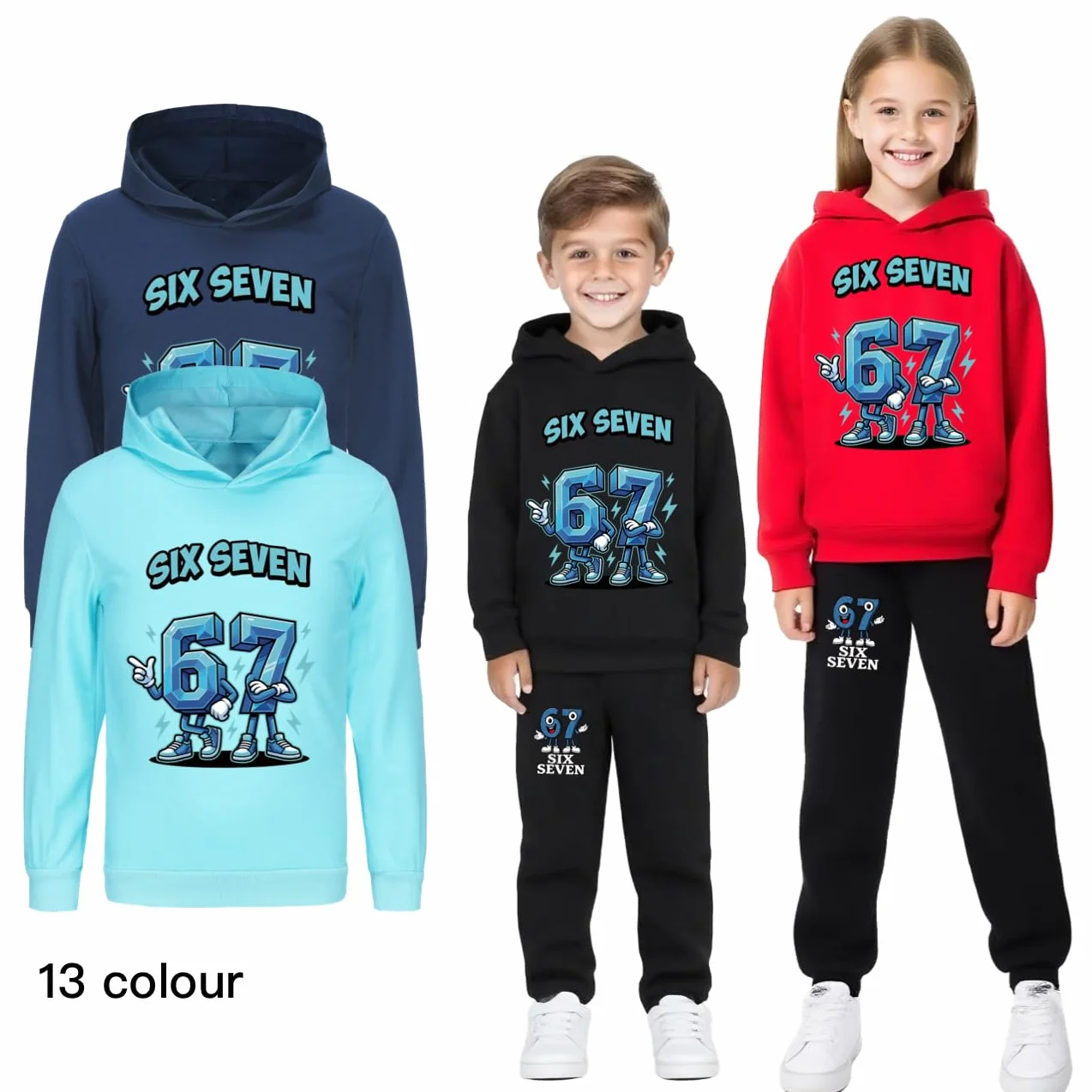 67 Steal A Brainrot kostium z kapturem dla dzieci, słodki nadruk z kreskówki, bluza z kapturem, sport, czas wolny, dla dziewcząt, chłopców, na prezent