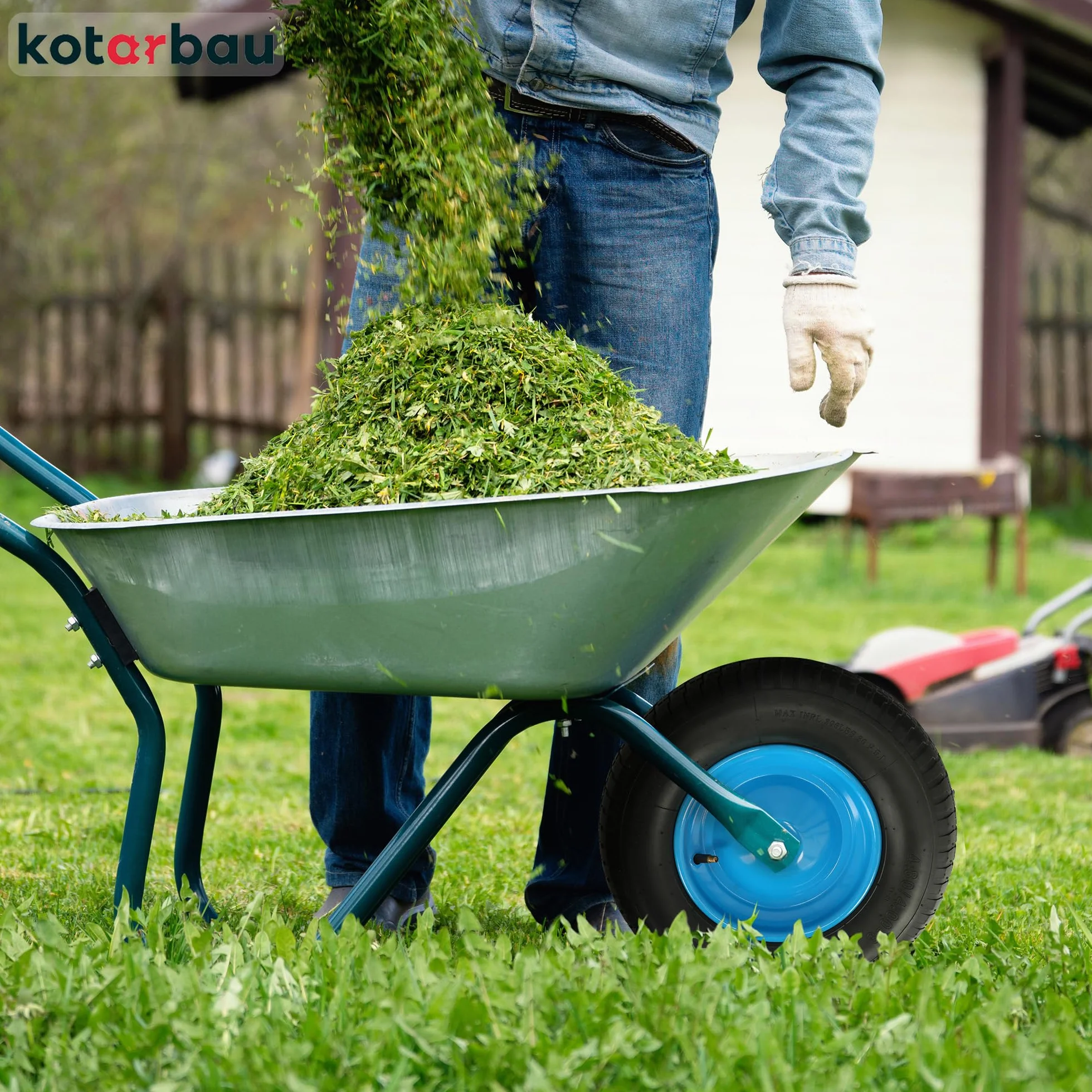 KOTARBAU® Koło do taczki z osią, płaszcz 4.80 4.00-8, koła do taczki, opony 4,80/4.00-8, koło do taczki 4.80/4.00-8, wzmocnione opony 6PR Ø 390 mm