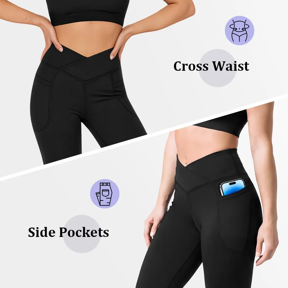 Damskie spodnie do jogi/spodnie do jogi bootcut siłownia legginsy z wysokim stanem spodnie do jogi legginsy kompresyjne do biegania lekkie sportowe legginsy treningowe spodnie do biegania