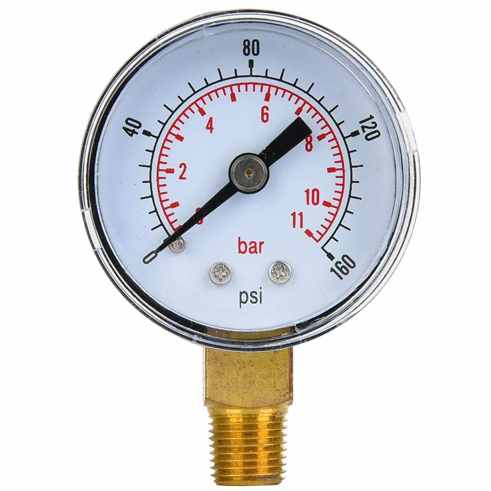 Manometr mechaniczny, manometr 1/8 cala BSPT do oleju i wody (0-160psi,0-11bar)