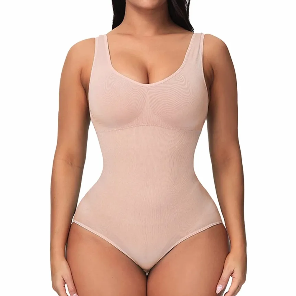 MMRTDJDR Damskie body gorsetują talię Slim Full Body Shapewear Bezszwowe kombinezony z okrągłym dekoltem Topy wyszczuplają brzuch