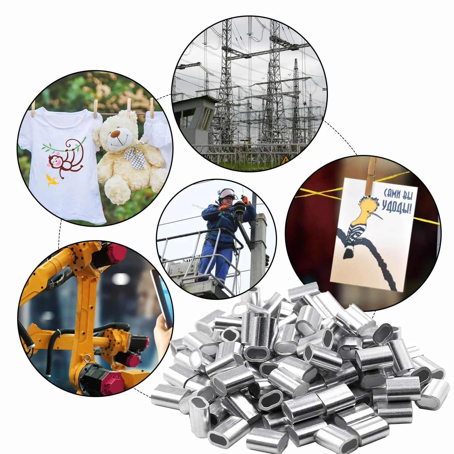 120 sztuk aluminiowych zacisków zaciskowych, 3 mm, aluminiowe zaciski linowe, aluminiowe zaciski linowe 3 mm, aluminiowe zaciski linowe 3 mm, srebrne plomby, tuleje zaciskowe, do lin, drutów,