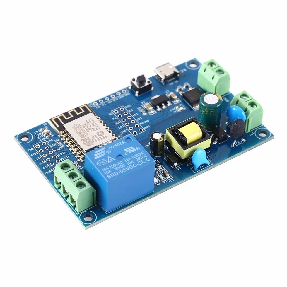 Moduł przekaźnika WiFi, AC 220 V DC 12 V DC, moduł przełączający przekaźnik WiFi, samoblokujący, pilot ESP-12F, moduł przekaźnika Smart Home ESP8266