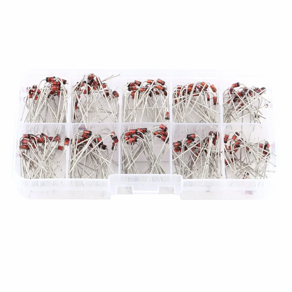200pcs Dioden10 Werte Zener Spannung Regler Diode Sortiment Elektronische Kit 1N4728~1N4737 Mit Clear Box