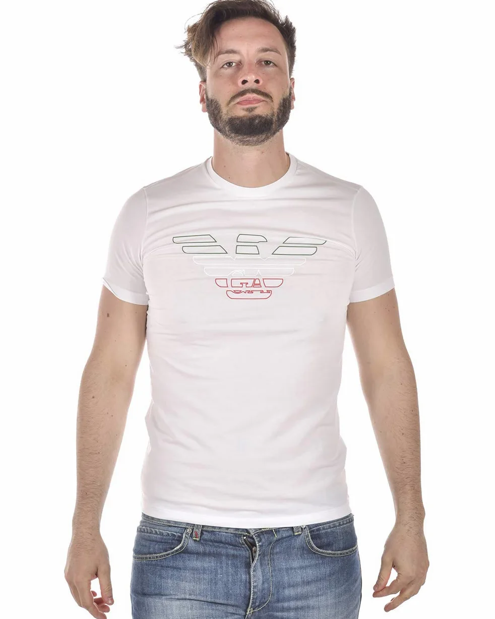 Emporio Armani T-Shirt Logo, Męskie T90, Biały, L