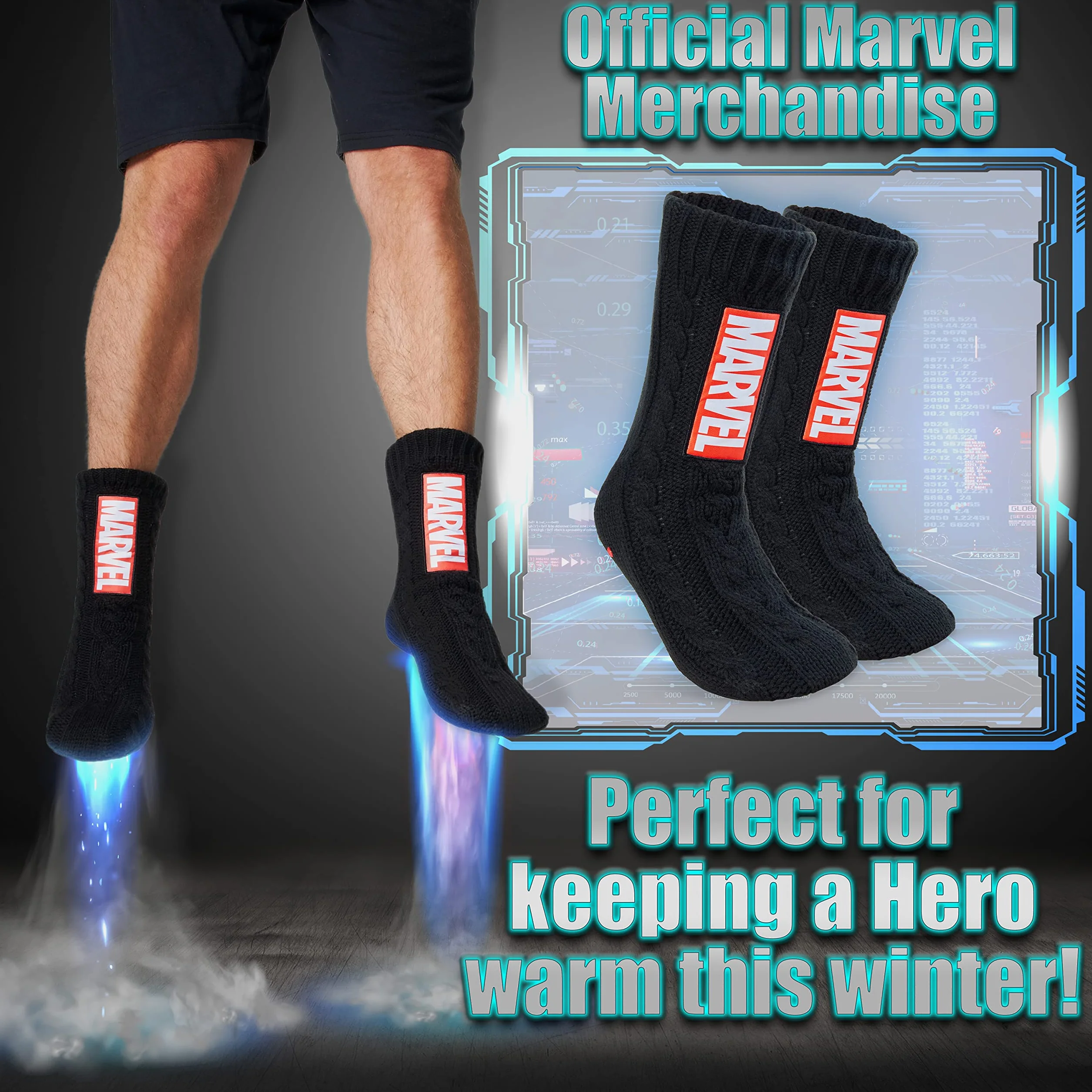 Marvel Puszyste skarpetki męskie Thor Black Panther ciepłe z dzianiny