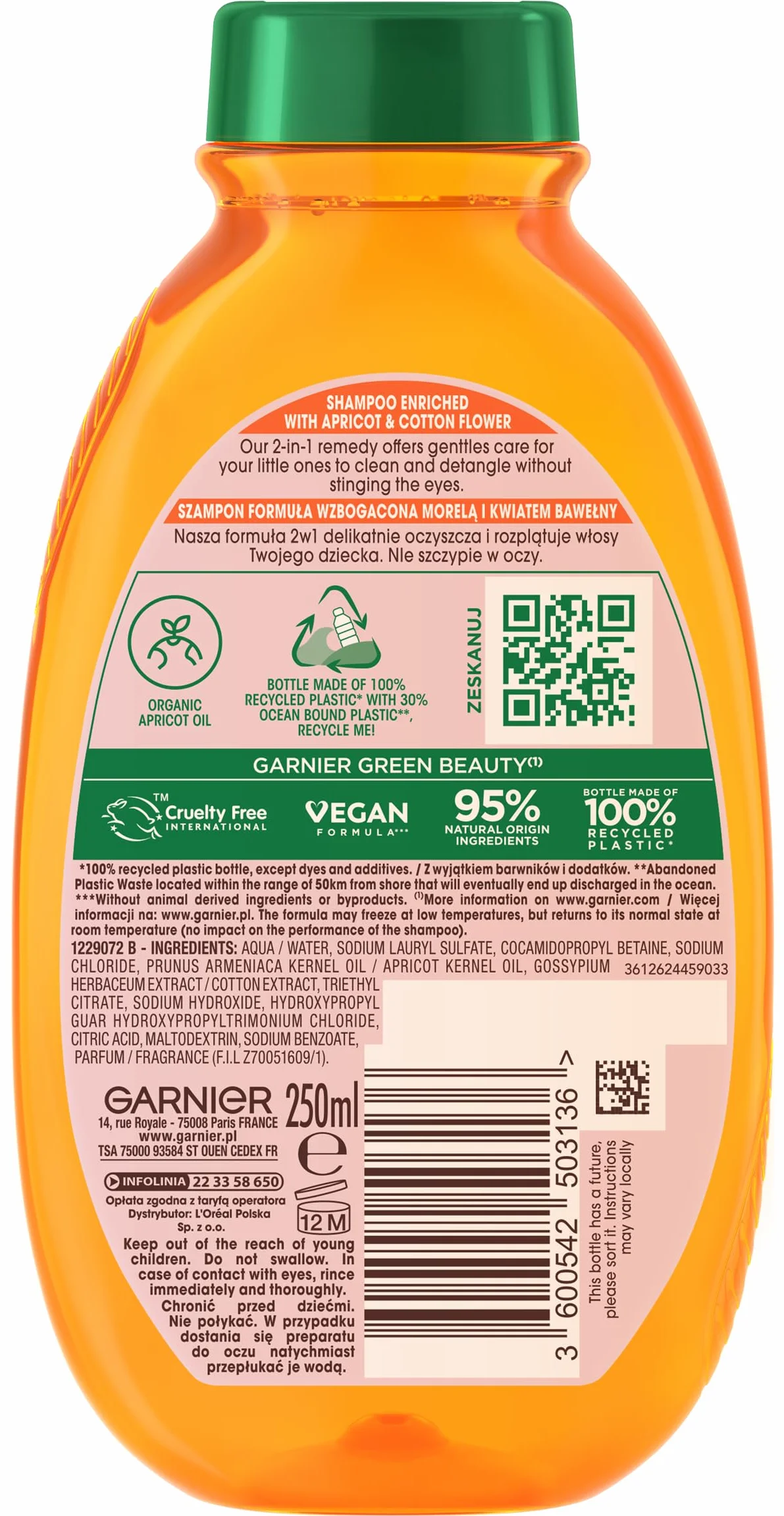 Garnier Botanic Therapy Morela i Kwiat Bawełny szampon 2w1 dla dzieci 250 ml