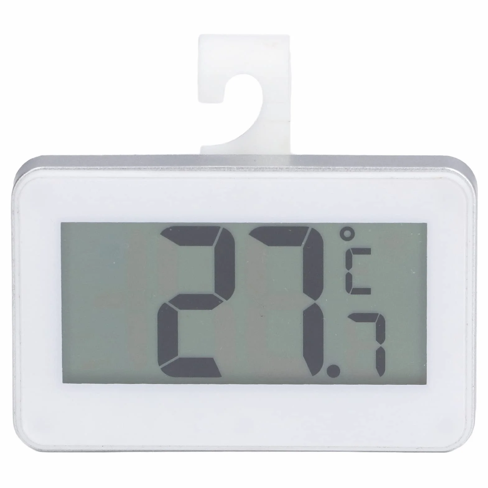 Mini Cyfrowy Termometr z Wbudowaną Baterią, Wyświetlacz LCD, Zakres -20°C do 60°C, Montaż Magnetyczny lub Hak, do Użytku Wewnętrznego i Zewnętrznego, 62x67x12mm