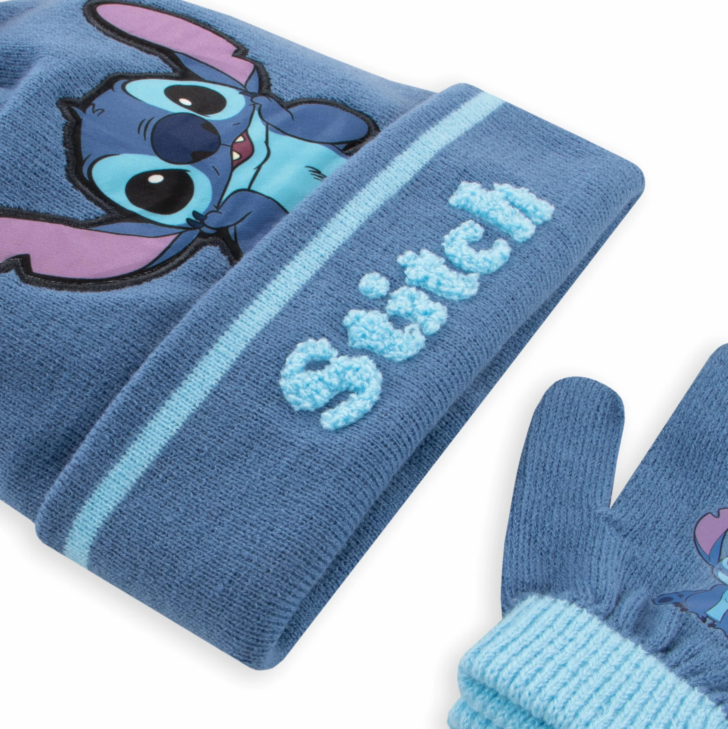 Czapka I Rękawiczki Disney Stitch | Zestaw Czapka I Rękawiczki Lilo I Stitch | Zestaw Zimowy Dla Dziewczynek | One Size Niebieski
