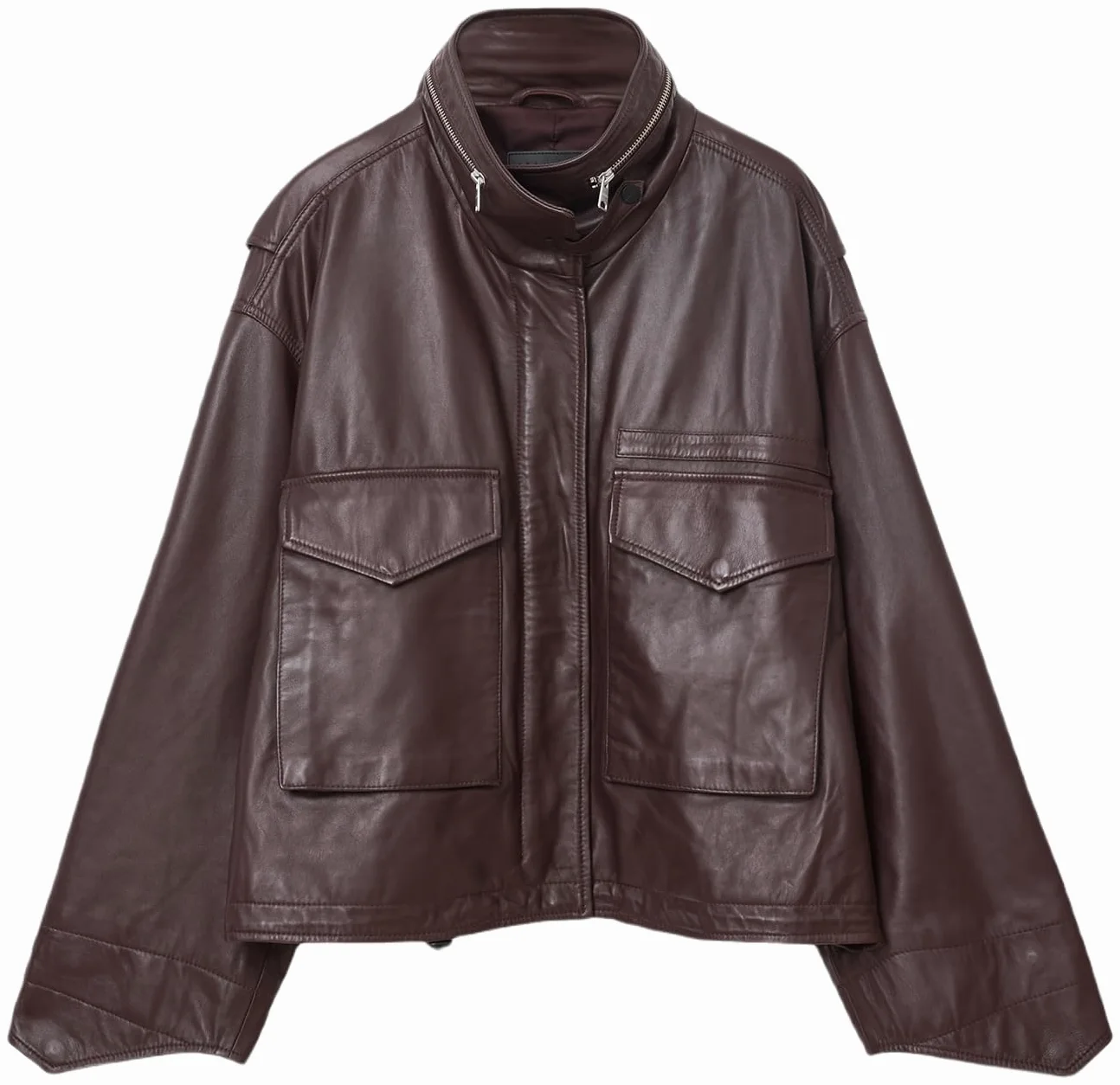 AllSaints Clay kurtka skórzana damska, Krwistoczerwony, XS