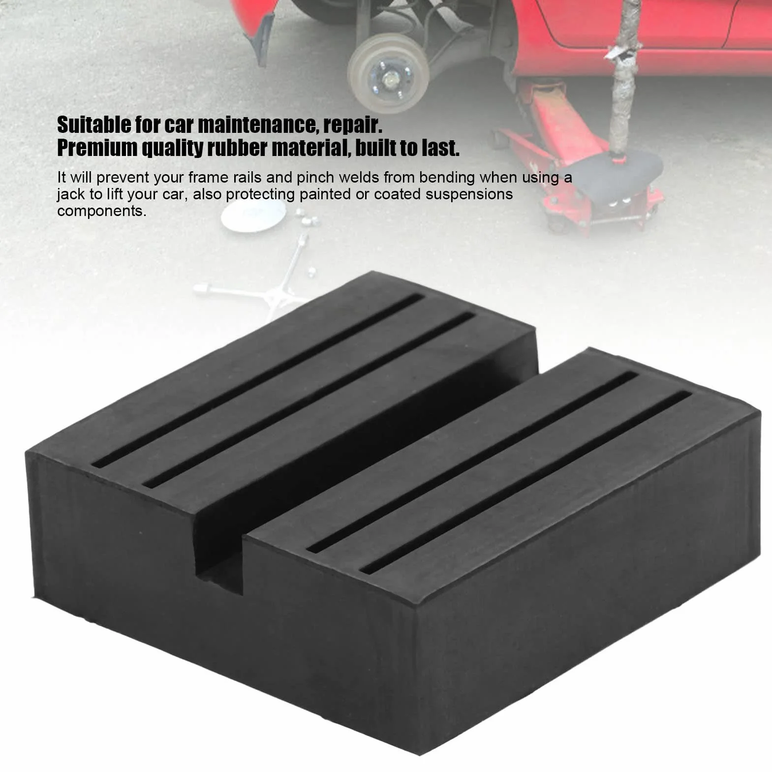 ViaGasaFamido 2 komputery Jack Rubber Pad Uniwersalna kwadratowa szczelinowa rama Rail Floor Jack Clamp na adapterze Non Slip Adapter Dobra odporność na zgniatanie Krążek do naprawy konserwacji