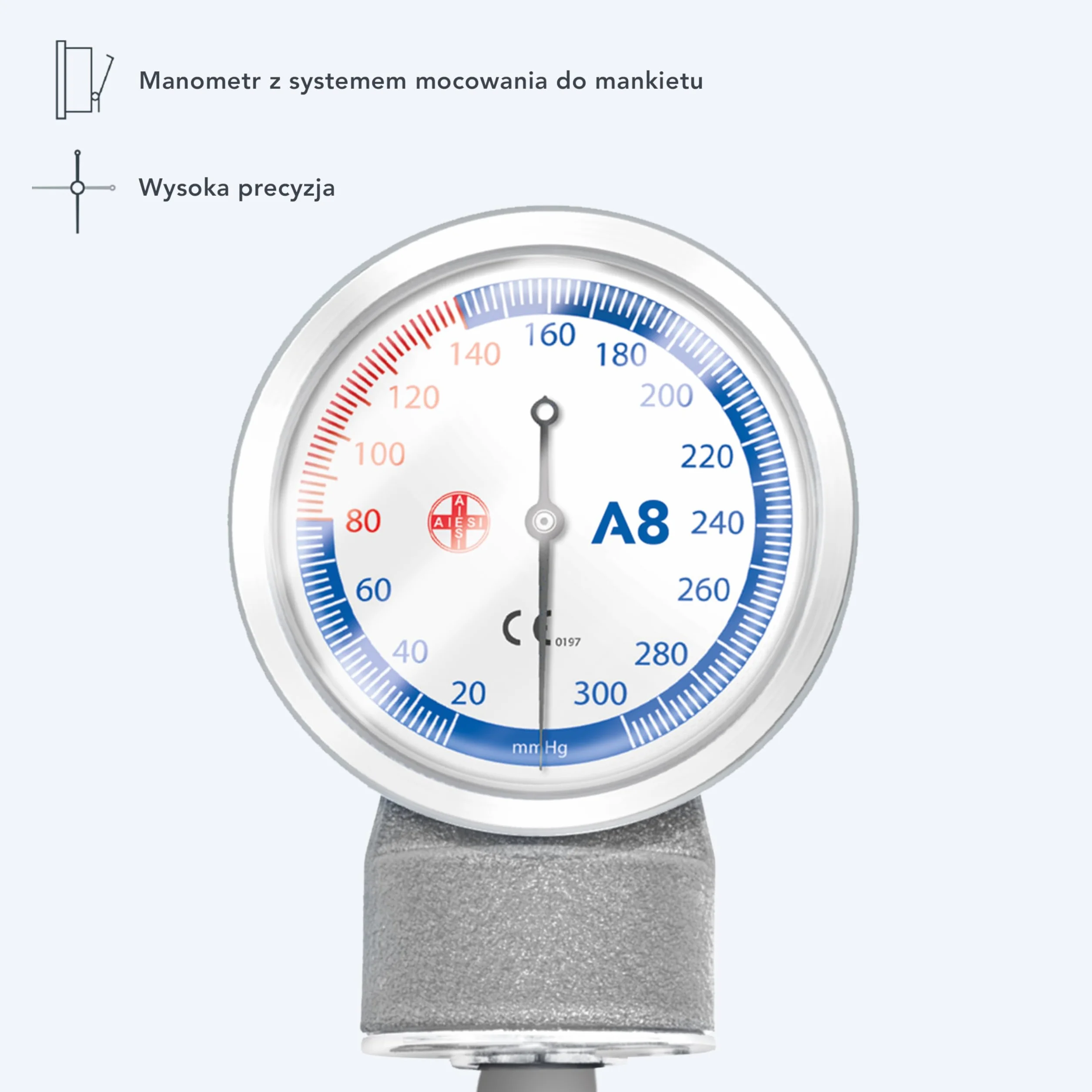 AIESI® Ciśnieniomierz Pediatryczny profesjonalny aneroid klasyczny model z płaskim stetoskopem dla dzieci PRECISION A8, 24 miesiące Gwarancji
