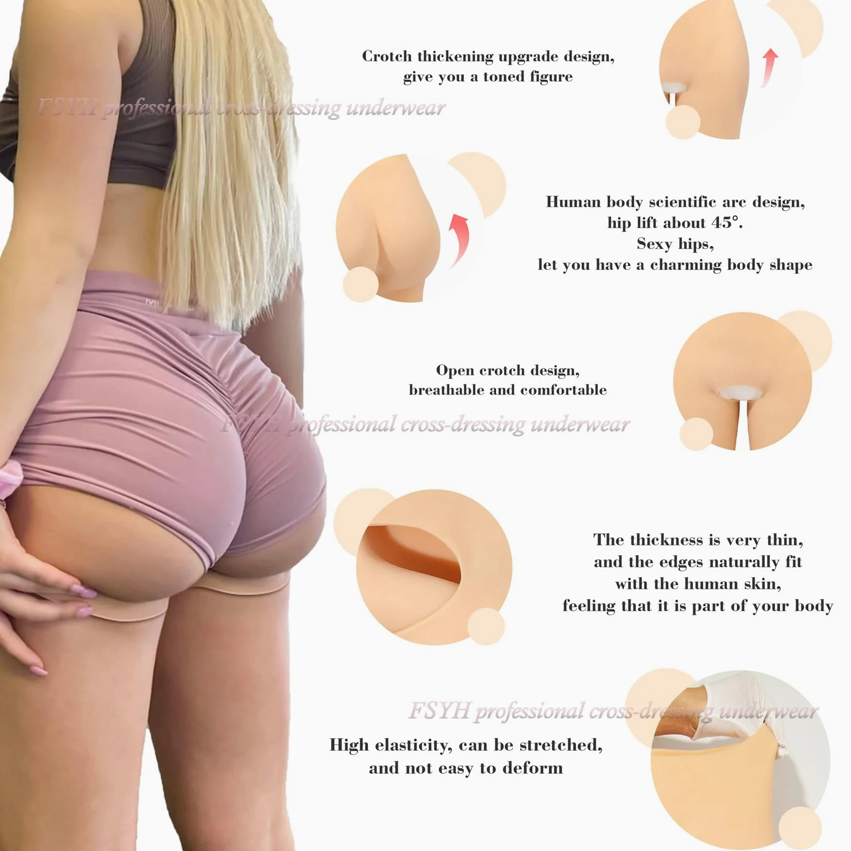 Silikonowa podkładka podnosząca biodra sztuczne majtki pośladki bielizna push up modelująca pośladki kontrola dla kobiet crossdresser