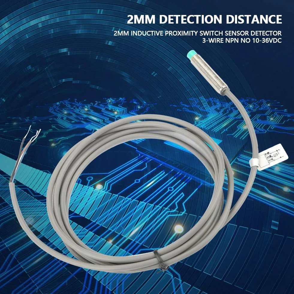 Czujnik Zbliżeniowy, odległość Detekcji 4mm Indukcyjny Przełącznik Zbliżeniowy Czujnik 3-przewodowy NPN NO 10-36VDC, Brak Detekcji, Obwód, Indukcyjny