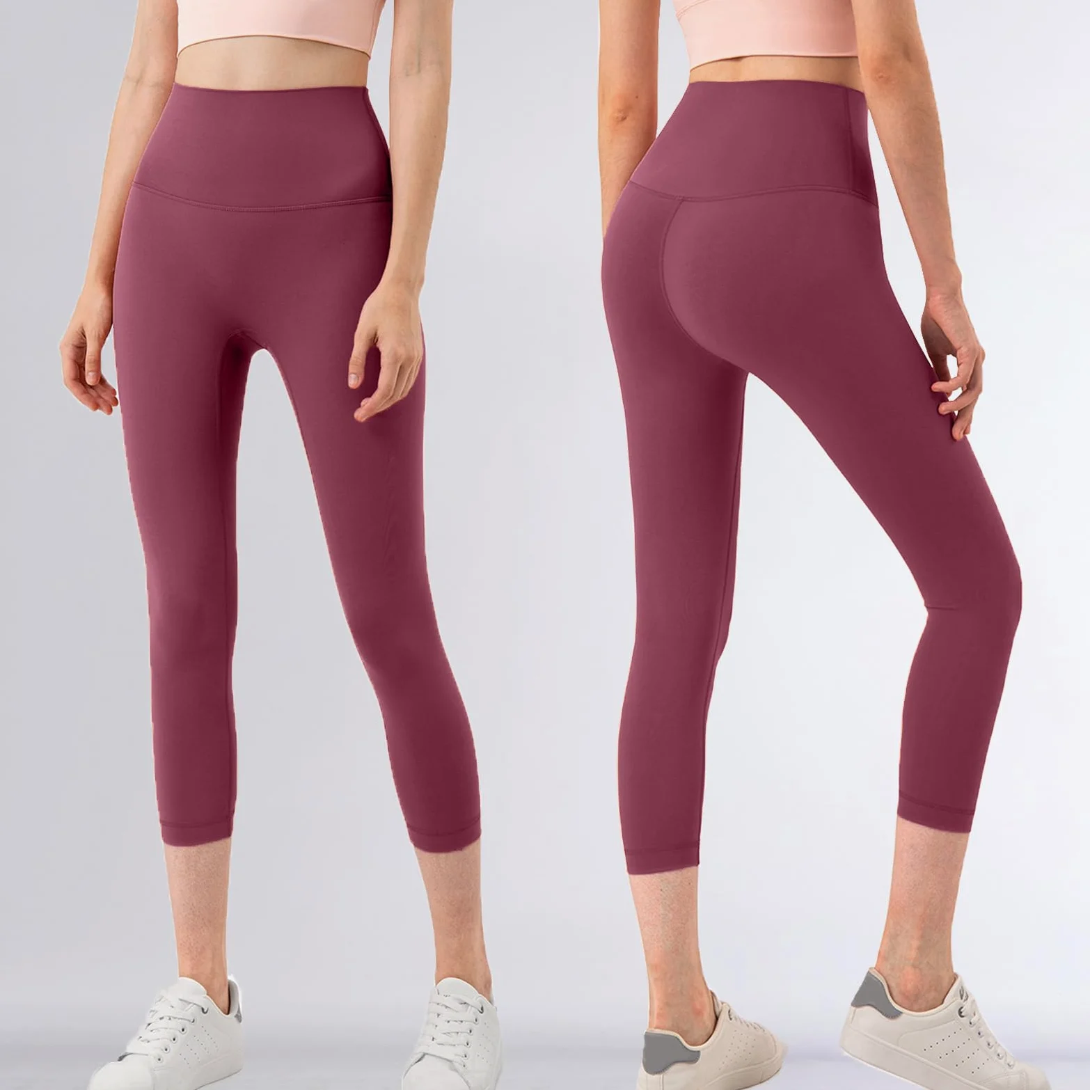Legginsy sportowe damskie Push Up 3/4 legginsy na siłownię z wysokim stanem spodnie do fitnessu joga elastyczne antycellulitowe spodnie z kieszeniami do pilatesu sportu siłowni do biegania