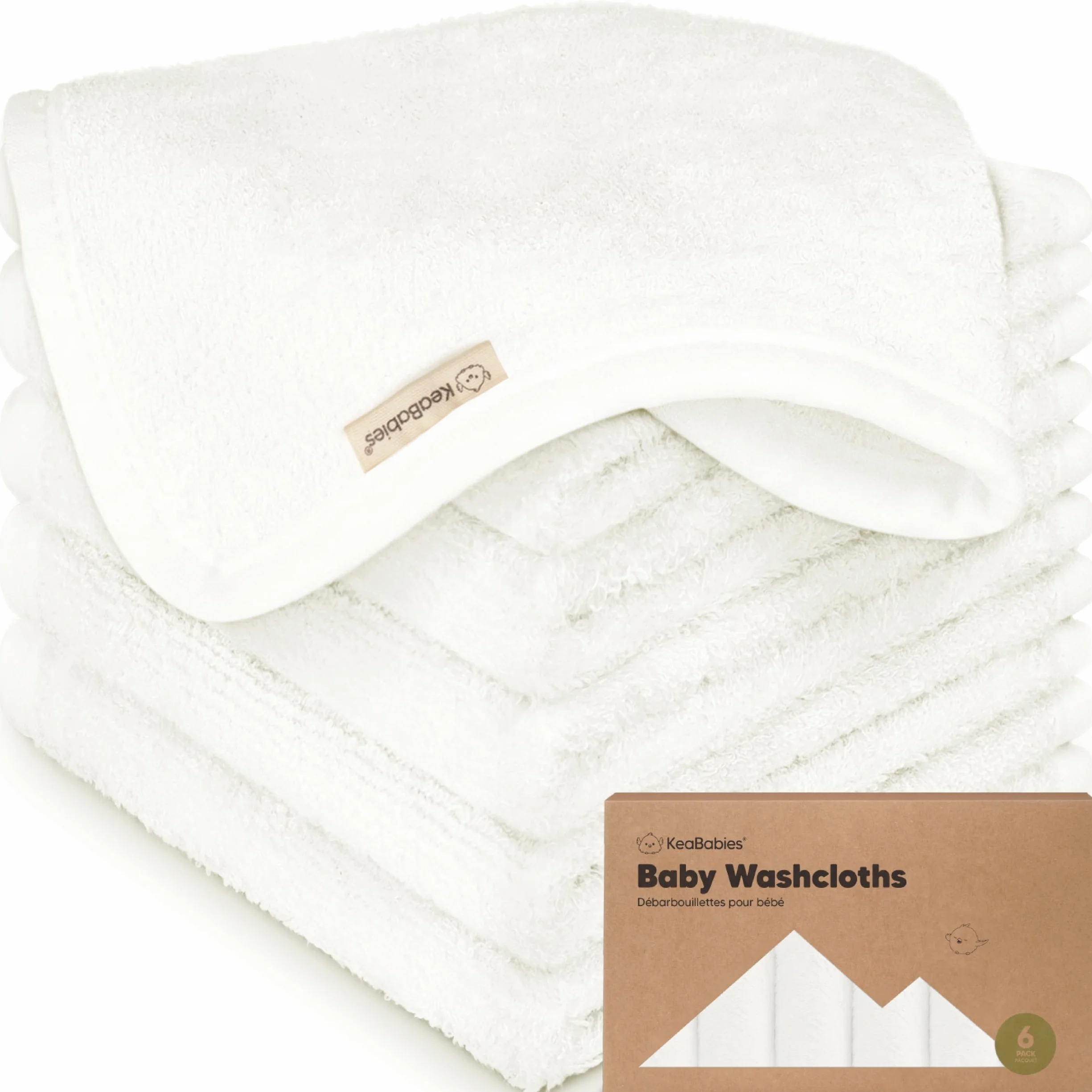 KeaBabies Ręcznik do twarzy dla niemowląt - Bambusowy ręcznik do twarzy - Miękki organiczny ręcznik do twarzy dla niemowląt, dorosłych i niemowląt (biały)