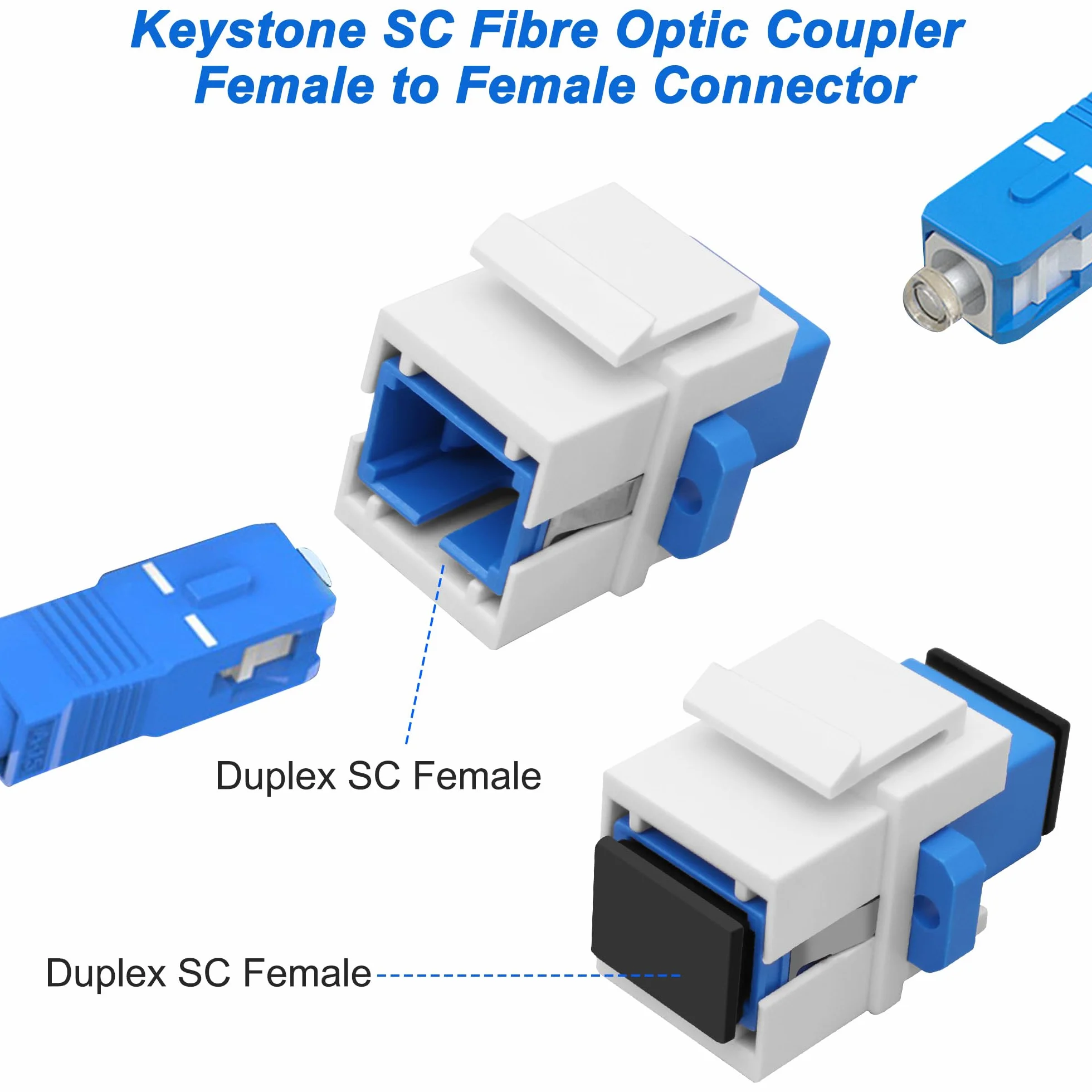 XMSJSIY SC łącznik z włókna szklanego Keystone Jack Insert Panel Module Gniazdo do gniazda Simplex Singlemode SC Fibre Connector Socket Adapter do płyt ściennych Patch Panele Montaż powierzchniowy Box