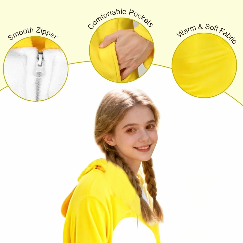 flintronic Unisex zwierzęcy kombinezon dla dorosłych, piżama dla dorosłych, bielizna nocna na Halloween, Boże Narodzenie, cosplay, przyjęcie, kostium, z kapturem, odzież domowa