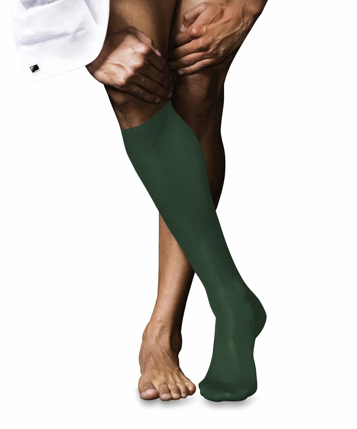FALKE Mężczyźni Podkolanówki No. 9 M Kh Bawełna długie jednokolorowe 1 Para, Zielony Hunter Green 7441, 39-40
