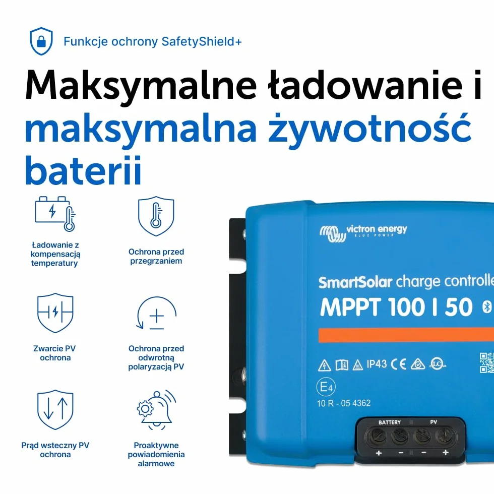 Victron Energy SmartSolar MPPT 100V 50 amp 12/24-Volt Kontroler Ładowania Słonecznego (Bluetooth)