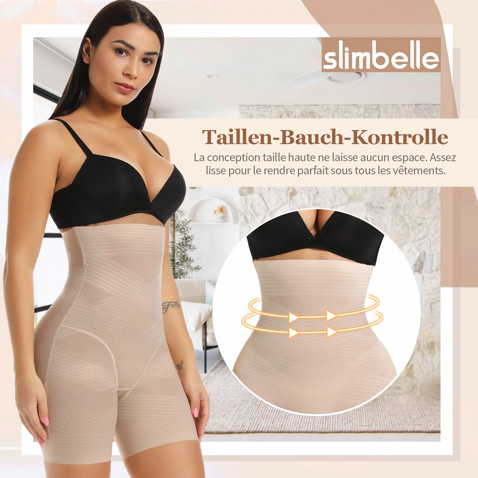SLIMBELLE Damskie majtki push-up pośladki, wyściełane, majtki gorsetowe, bielizna hip enhancer, bezszwowa bielizna modelująca sylwetkę