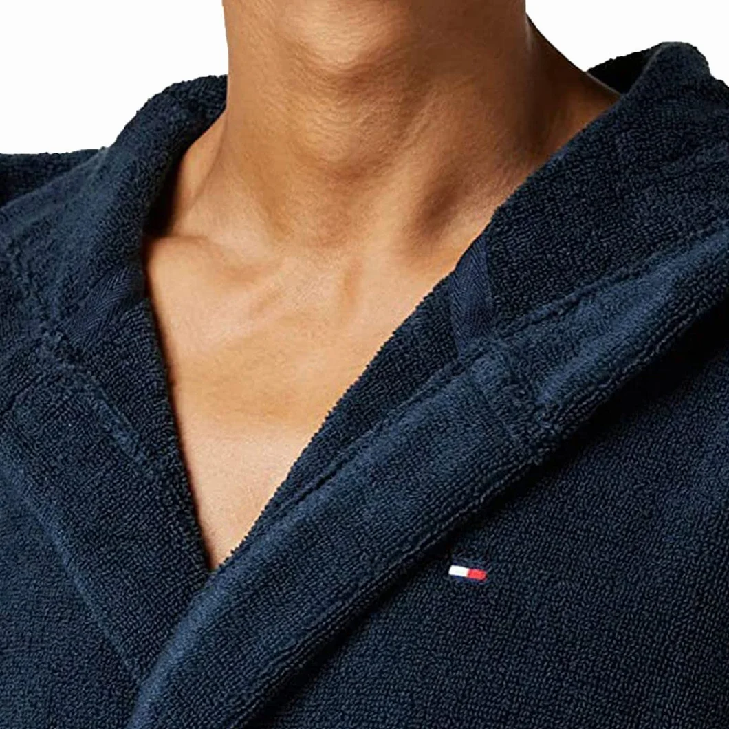 Tommy Hilfiger Mężczyźni Icon Hooded Szlafrok Kąpielowy, Granatowy, M
