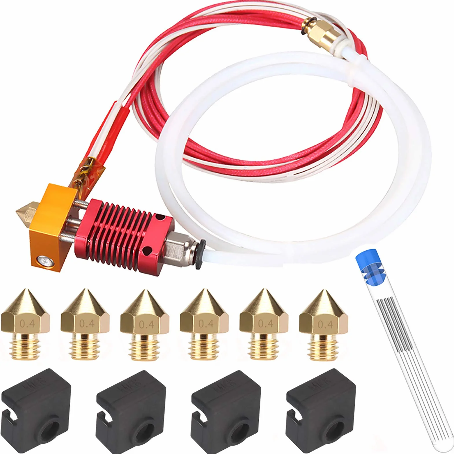 Drukarka 3D MK8 zestaw Hotend wytłaczarka zmontowany zestaw dyszy 0,4 mm, 24 V 40 W głowica do drukarki 3D Alfawise U20 U30 Creality Ender 3 Ender 3 Pro z aluminiowym blokiem grzewczym, 1,75 mm