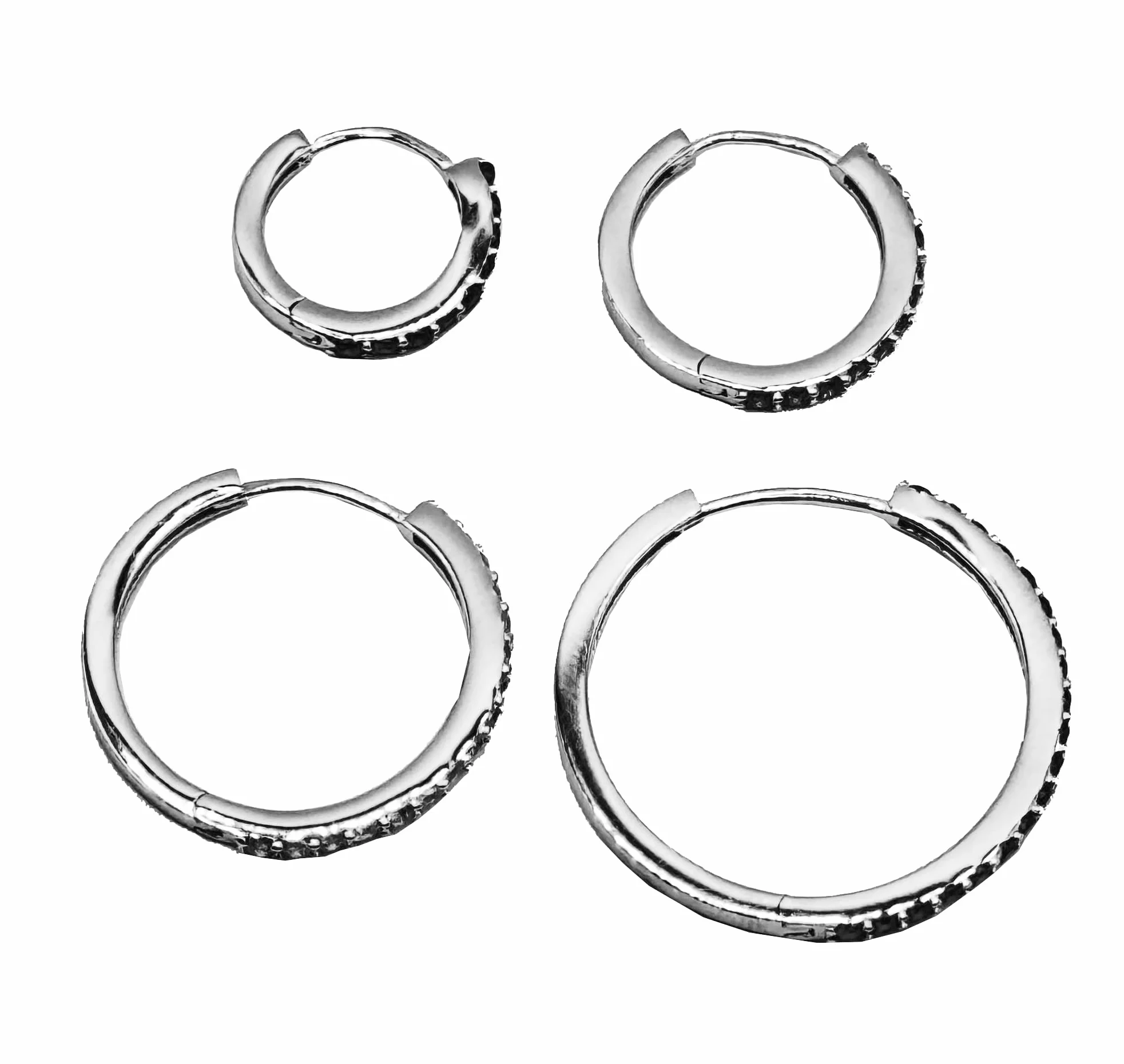 Srebrne kolczyki z kryształkami próby 925 rodowane Hoops Collection
