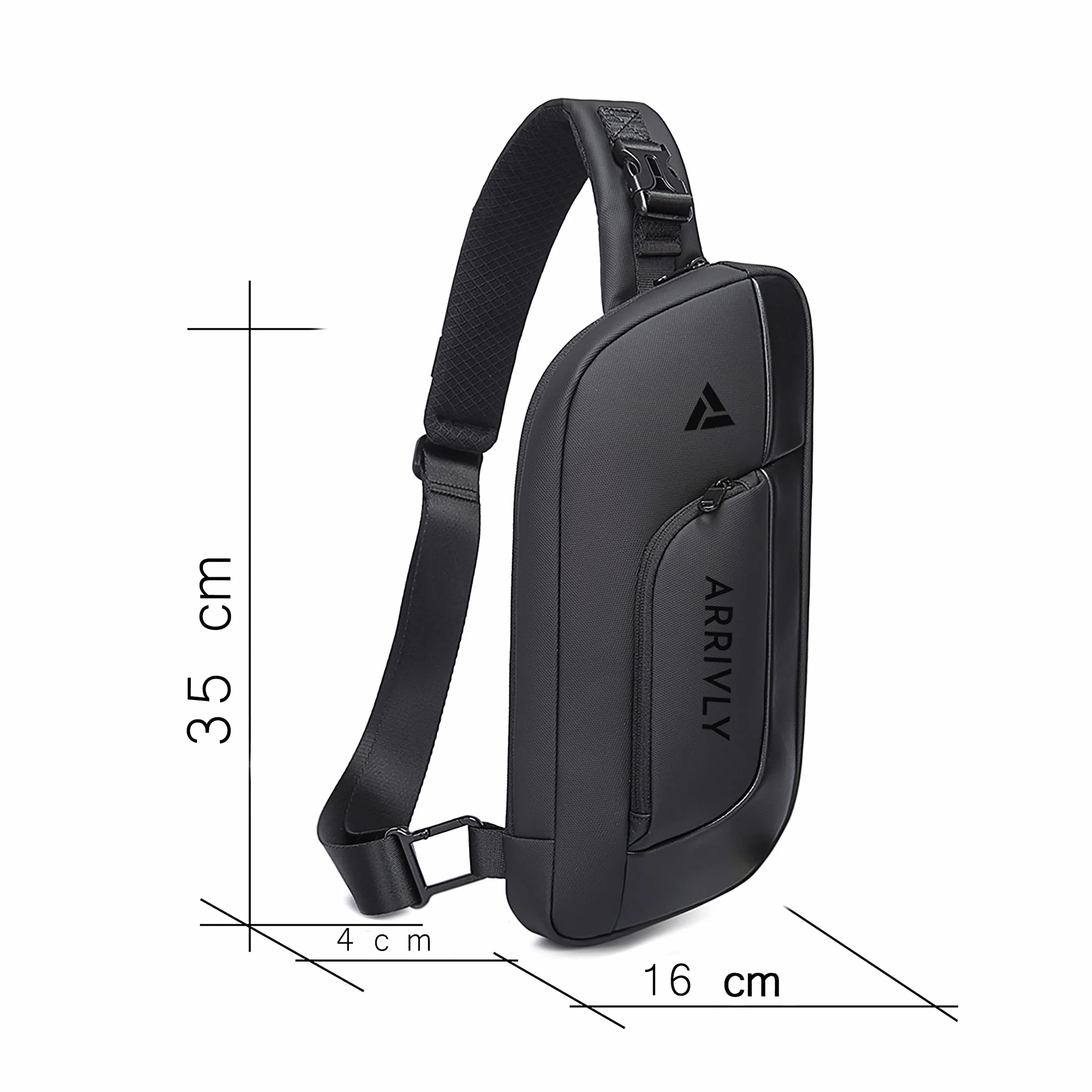 Arrivly Torba na ramię dla kobiet i mężczyzn, torba crossbody, torba na ramię, torba na klatkę piersiową, dla chłopców, na podróż, outdoor, czarna