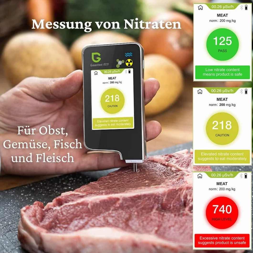 Greentest Eco 6 licznik Geigera Nitrattester do mięsa i ryb Tester TDS Tester wody Detektor promieniowania Licznik promieniowania Tester nitrytów urządzenie do pomiaru geigera dozymetr Tester nitrytów